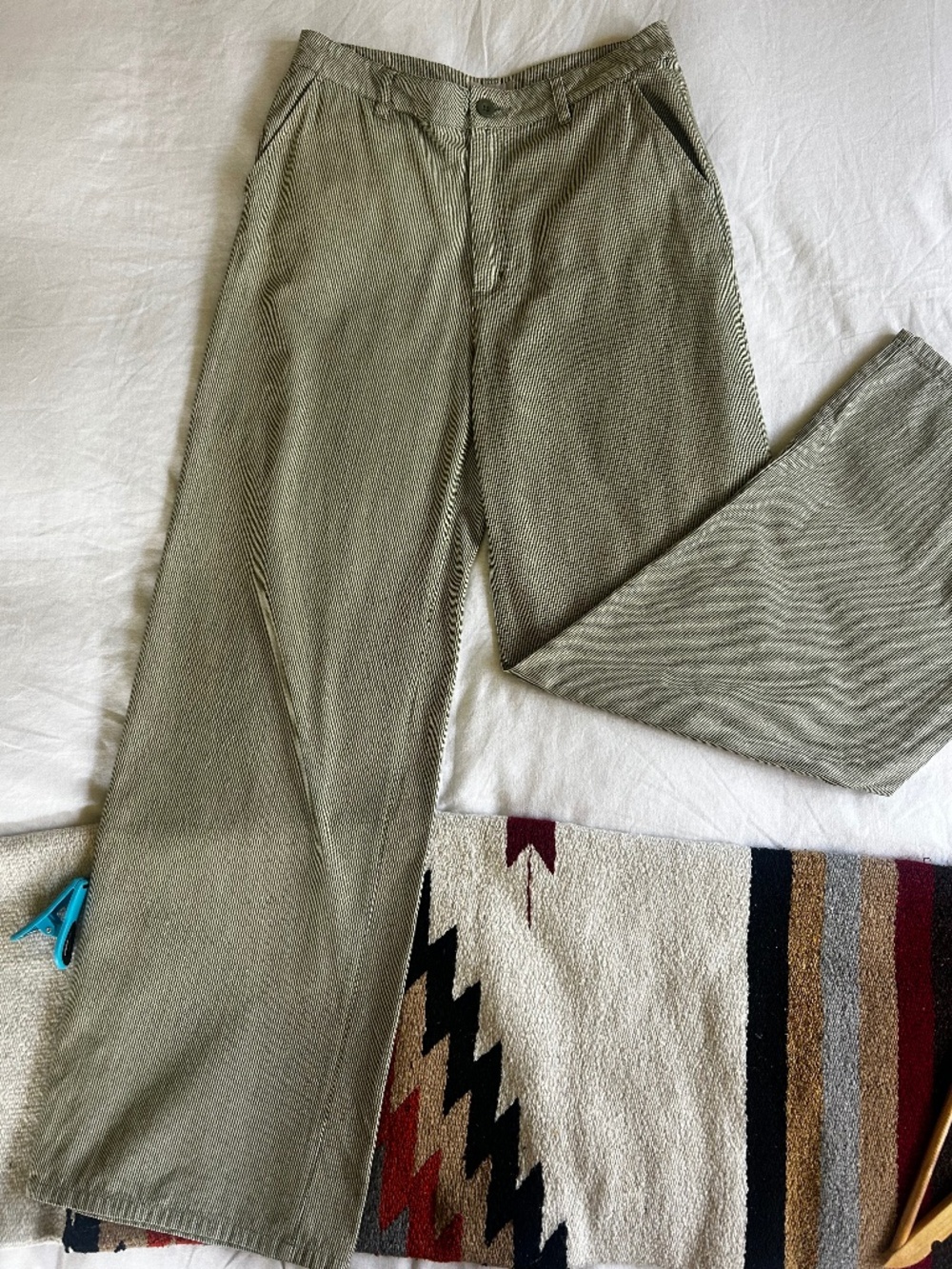 brixton victory full length wide leg railroad stripe pant